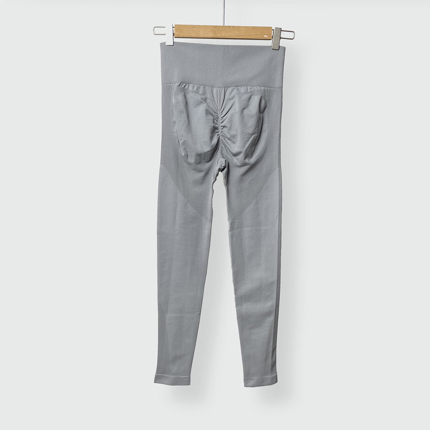 灰色高腰健身裤女专业健身房锻炼高弹力锦纶氨纶训练裤无缝瑜伽裤