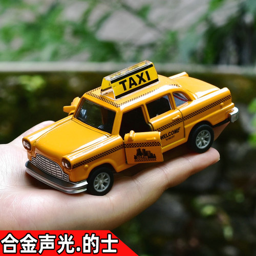 的士出租车仿真合金车模发声发光汽车模型儿童玩具车音乐回力车 - 封面