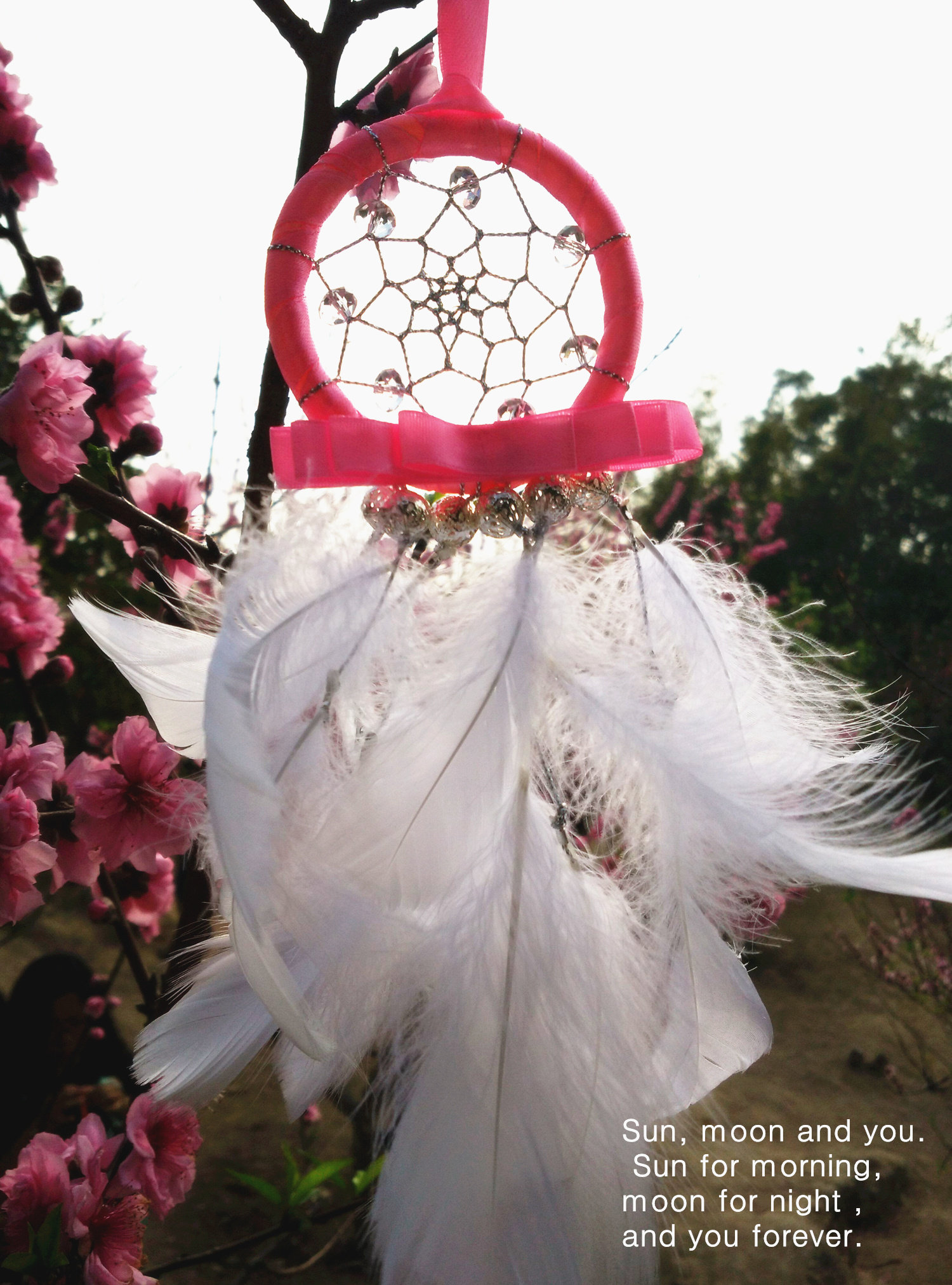 Ron森手作网红in新款520告白礼物PINK双层桃花女神汽车挂饰捕梦网|msdalam kategori Aksesori rumah, barang kemas kreatif, Air Charm - dari Buy2taobao.com untuk memberikan perkhidmatan ejen Taobao profesional membeli