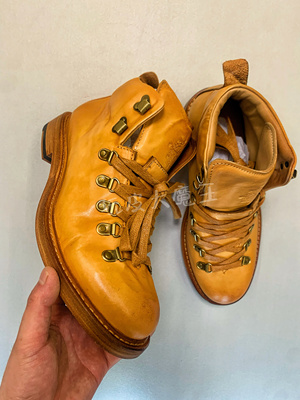 复古水洗马皮户外登山靴山脉之光短靴男真皮底固特异低帮马丁靴