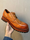 布洛克做旧风固特异手工鞋 真皮走秀正装 复古鞋 水马皮皮鞋 子厚底鞋