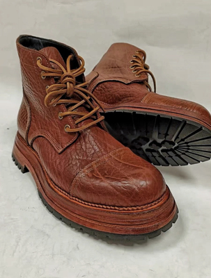 霸气野牛皮8111工装靴男重工水洗固特异手工真皮马丁靴真皮大底男