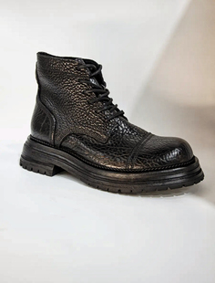 重工野牛皮8111伞兵靴固特异厚底马丁靴手工中帮靴真皮大底工装靴