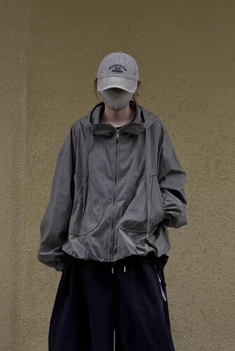 1080丑笑笑2026秋季新款韩版宽松显瘦百搭大口袋休闲工装外套