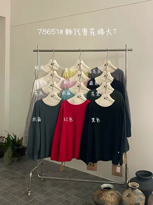 大7女78651春季韩版宽松大码胖mm慵懒休闲风百搭圆领大版长袖T恤