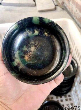 玉石酒杯天然养生墨玉茶杯墨绿玉碗男女药王石玉杯子等可加工定制