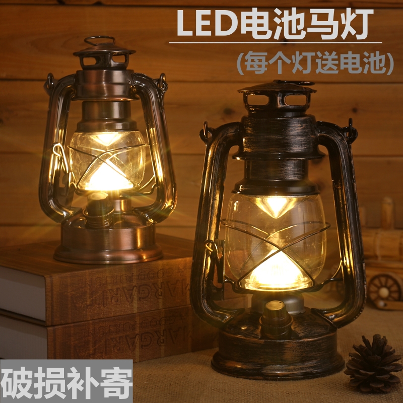 手提复古马灯普通电池铁艺应急灯