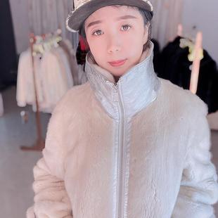 佟二堡皮草貂皮大衣女款整貂2025新款特价珍珠色棒球衫进口水貂