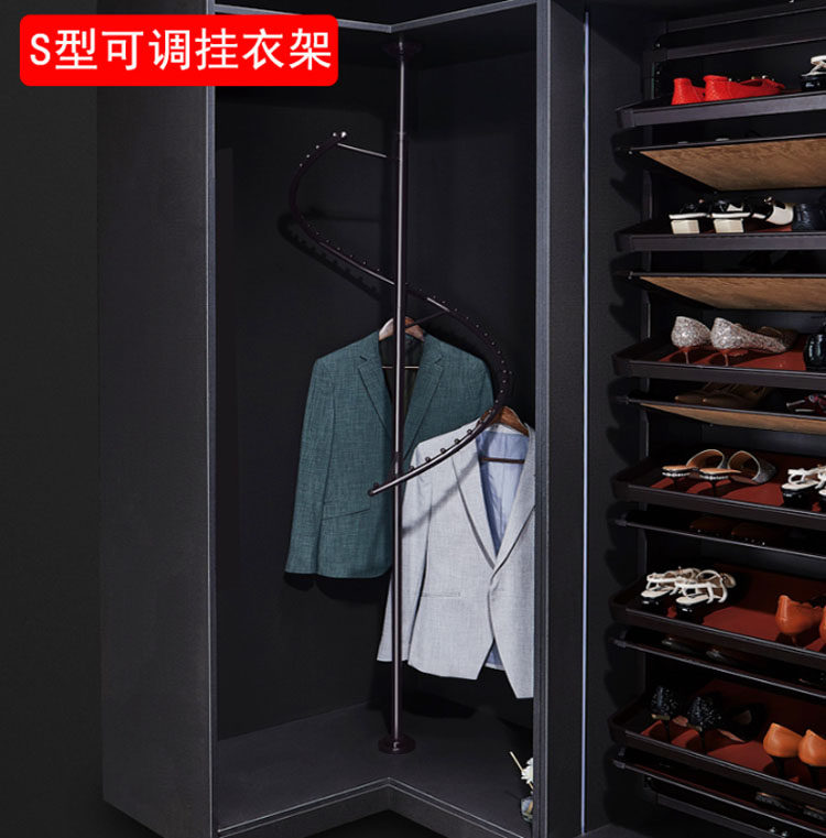 360度s形可调旋转挂衣架裤架多功能衣橱衣柜转角柜衣帽间置物收纳