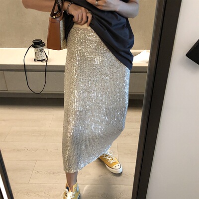 东大门人鱼姬无束缚开叉半身裙