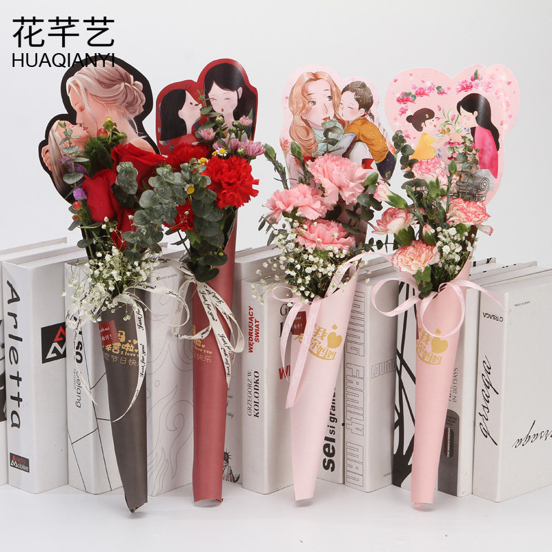 母亲节康乃馨单支花盒单枝玫瑰花