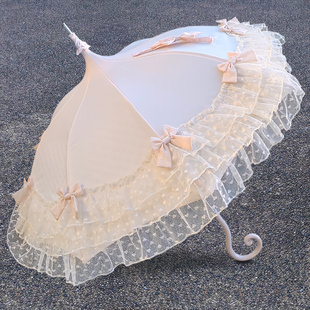 日系双层蕾丝lolita小洋伞洛丽塔哥特lo伞白色千层蕾丝花边宝塔伞