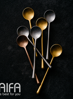 复古做旧雾面调羹咖啡搅拌勺主餐饭勺 304不锈钢甜品西餐勺小勺子