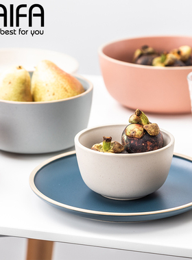 简约北欧家用盘碗碟餐具套装创意可爱个性早餐碗单个陶瓷汤碗面碗