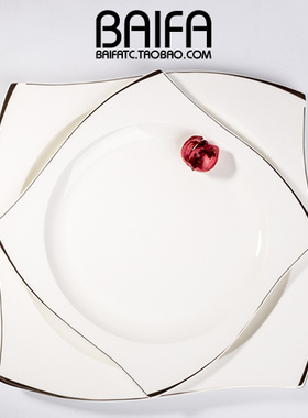 牛排盘 创意方形欧式骨瓷餐具碗碟套装家用陶瓷菜盘子菜盘 西餐盘