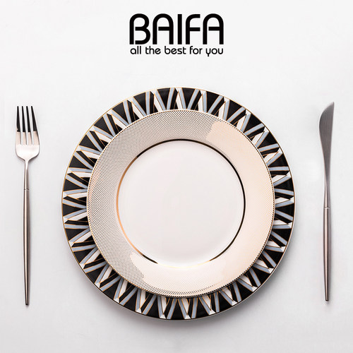 圆形骨瓷餐具平盘碗碟套装牛排盘