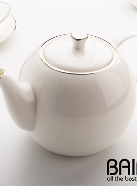 欧式下午茶壶描白金骨瓷创意咖啡壶 家用速溶咖啡冲泡壶 定制logo