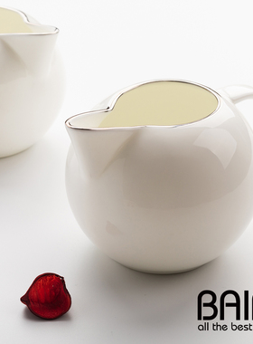 简约纯白色骨瓷英欧式下午茶白金牛奶杯奶盅奶罐奶缸咖啡配套器具