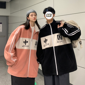 情侣装冬装 羊羔毛拼接绣花情侣棉衣 棉服外套 H574 P108 男类图片