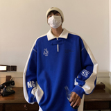 23秋装新品长袖polo衫运动翻领情侣卫衣宽松学院风H752P68男，男装卫衣，电商A341
