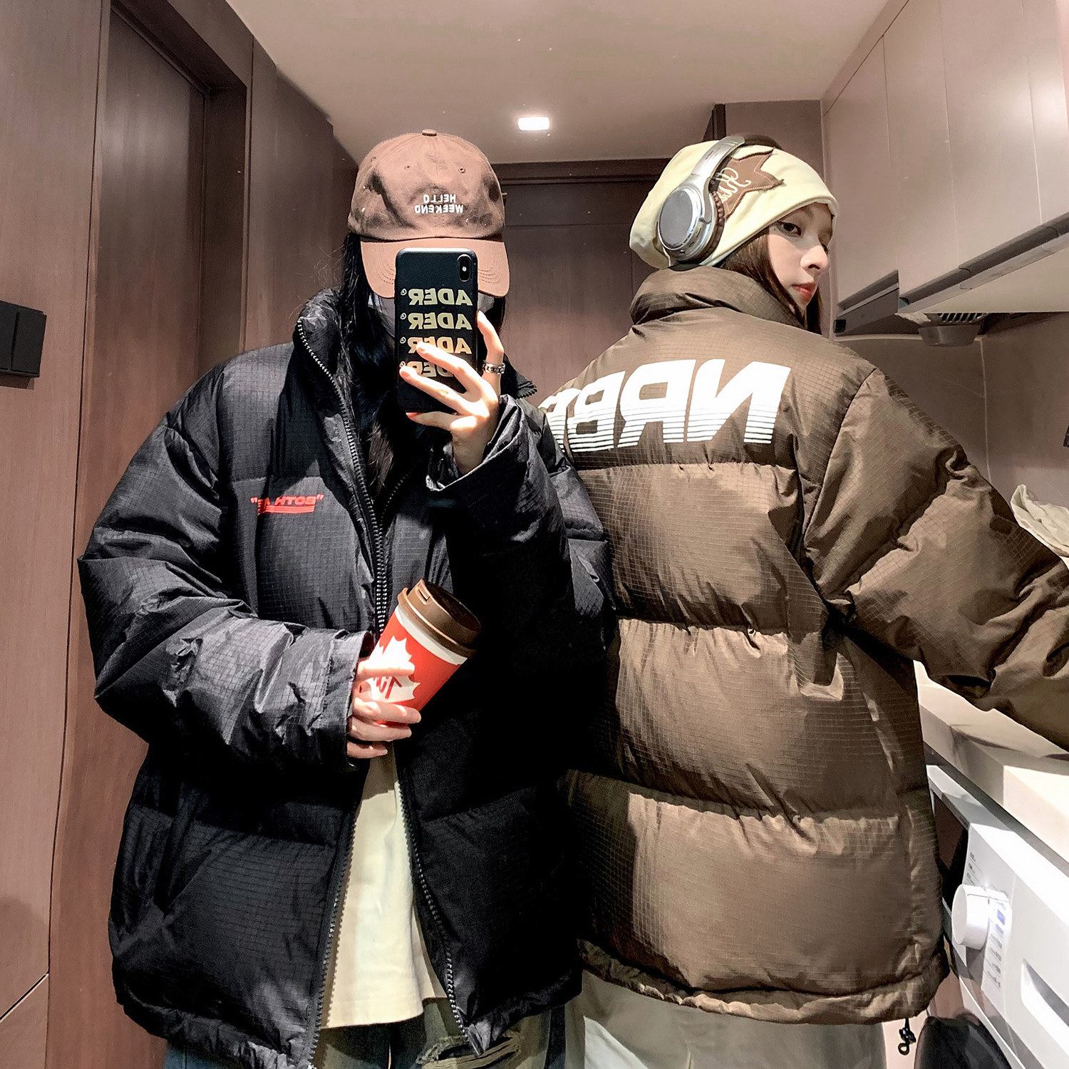中性风冬装潮设计感格子立领羽绒棉服情侣棉衣外套男H917P118,男装棉衣,电商A341