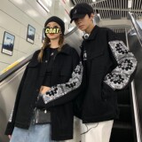 2022ins春装腰果花印花牛仔情侣夹克宽松外套H553P93女类，男装夹克，电商A341