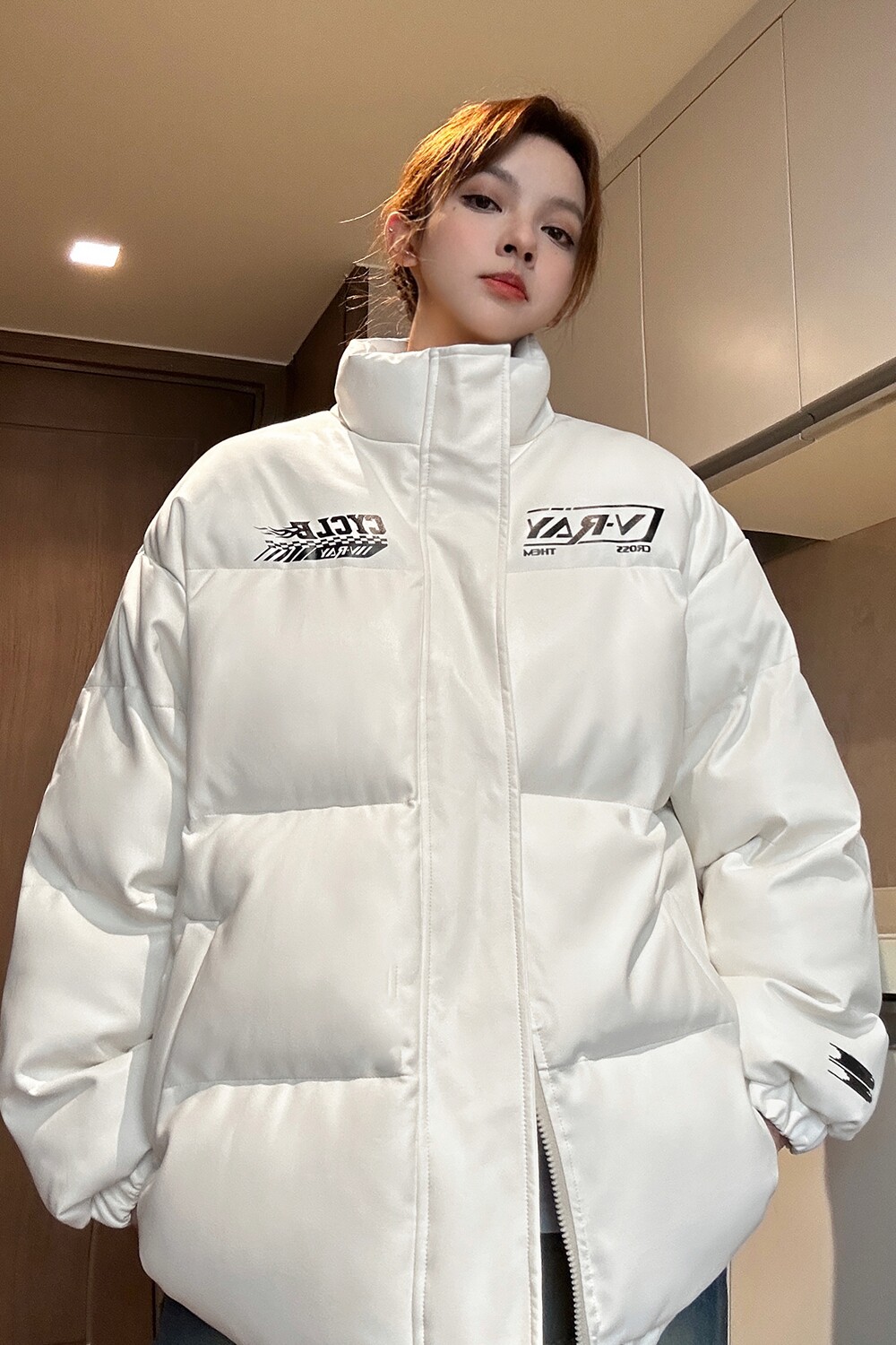 冬装新品美式印花机车皮棉服PU情侣棉衣面包服外套男女H909P128,男装棉衣,电商A341