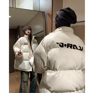 冬装新品 美式印花机车皮棉服PU情侣棉衣面包服外套男女 H909P128图片
