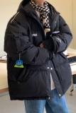港风冬装印花连帽加厚保暖羽绒棉情侣棉衣外套H695P128男类，男装棉衣，电商A341