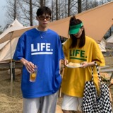 情侣装夏装印花字母情侣短袖T恤衫大码宽松上衣H723P30女类，男装T恤，电商A341