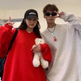 2022情侣装春装新年潮绣花情侣卫衣套头外套H703P58控78女类，男装卫衣，电商A341