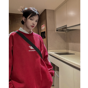 主推中性风 潮美式拼接织带绣花情侣卫衣运动外套男女 H866 P58图片