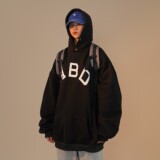 高品可供直播早春高街连帽植絨加厚排扣中性卫衣外套H701P68女类，女装卫衣/绒衫，电商A341