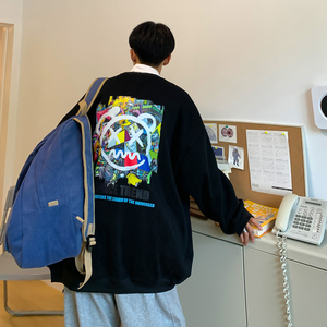 中性2021新款 卡通涂鸦情侣卫衣女宽松大码外套 H643 P38女·类图片