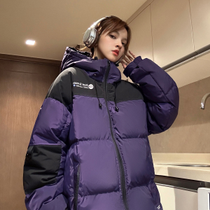 主推 美式撞色工装冲锋衣情侣棉服面包服连帽外套男女H911 P138图片