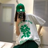 情侣装夏装发字印花情侣短袖T恤宽松大码上衣体恤H715P30女类，男装T恤，电商A341