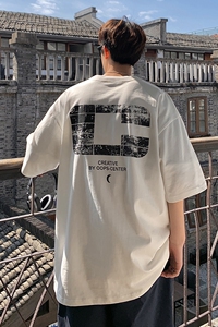直播有280克 美式复古重磅印花短袖T恤衫潮牌大码男 H832 P28图片