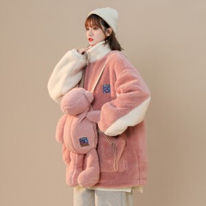 主推 中性风冬装 羊羔毛加厚情侣棉衣 H693P118 配套熊H694 P35女图片