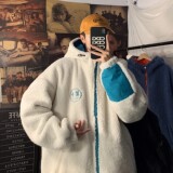 冬装羊羔毛绣花撞色情侣衣外套中性加厚服H576P128女类，女装棉衣/棉服，电商A341