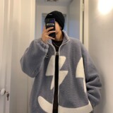 港风冬装绣花笑脸羊羔毛情侣棉衣加厚外套H679P118控148女类，女装棉衣/棉服，电商A341