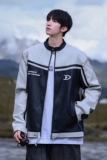 主推美式复古拼接pu机车服情侣加厚皮衣夹克棉衣外套男H897P118，男装夹克，电商A341