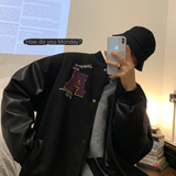 2023秋装毛呢拼接PU皮棒球服夹克情侣外套H572P118男类，男装棉衣，电商A341
