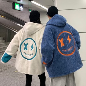 情侣装冬装 羊羔毛绣花撞色情侣棉衣外套棉服 H576 P128 女类图片
