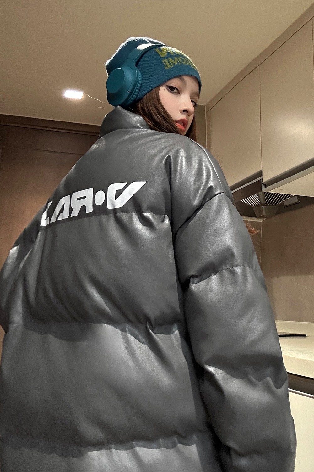 中性风冬装美式印花机车皮棉服PU情侣棉衣面包服外套男女H909P128,男装棉衣,电商A341