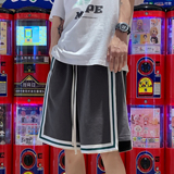 A341港风织带拼接撞色宽松休闲运动短裤五分裤男HK04P38控48，男装休闲裤，电商A341
