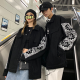 2021ins春装腰果花印花牛仔情侣夹克宽松外套H553P93女类，女装短外套，电商A341