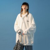 中性风2022秋季男女情侣卫衣学院风宽松V领外套H641P45男类，女装卫衣/绒衫，电商A341