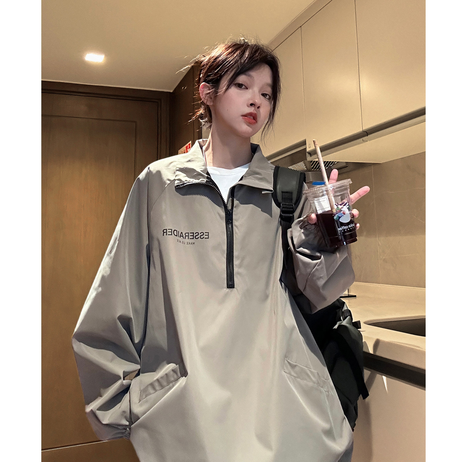 中性风冲锋衣骑行服半开领立领夹克户外机能风外套男女H872P78,男装夹克,电商A341