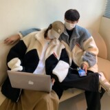 21情侣装冬装拼接羊羔毛加厚情侣棉衣上衣外套H692P118女类，女装棉衣/棉服，电商A341