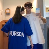 主推港风夏装字母笑脸印花情侣短袖T恤大码团购H741P30女类，男装T恤，电商A341